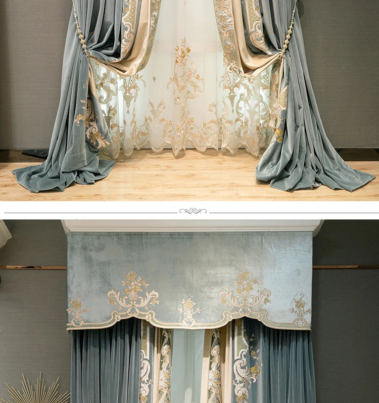 Embroidered Thickened Lace Curtain
