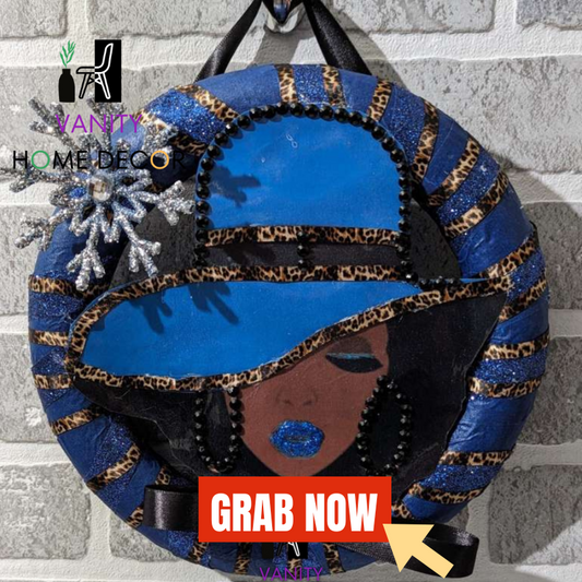 HANDMADE LADY in Blue WREATH - Vanity Home Decor