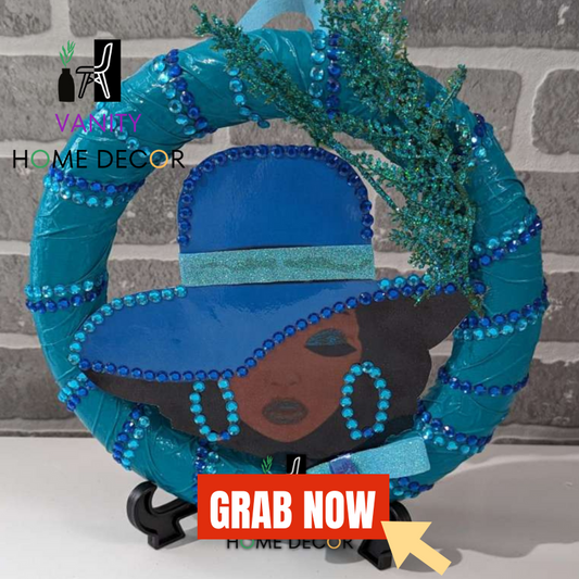 Handmade Lady Sky Blue Wreath - Vanity Home Decor