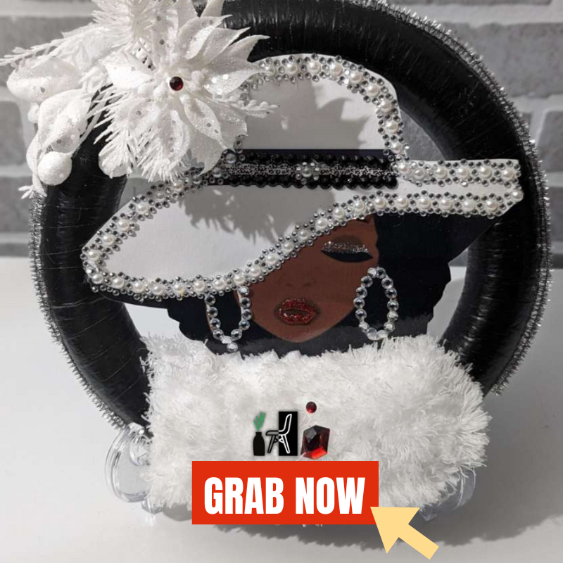 Handmade Lady White Hat Wreath -Vanity Home Decor