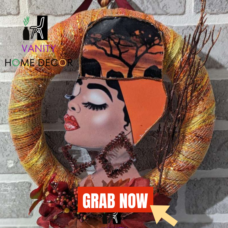 Handmade Orange Lady Wreath - Vanity Home Decor