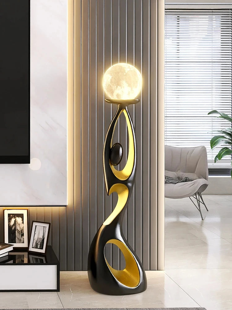 Luxury LED Resin Sculpture Floor Lamp – Artistic Home Décor Light