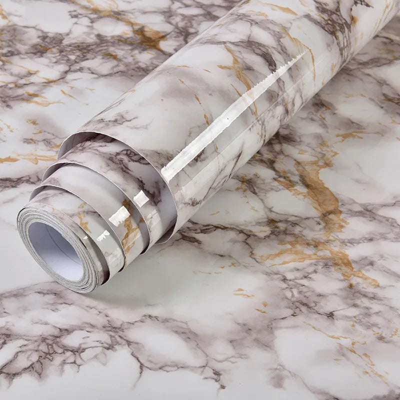 Waterproof marble peel and stick PVC contact paper for countertops and home décor