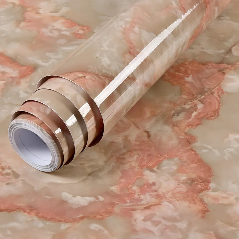 Roll of copper tape on a marble surface. Marble Peel and Stick Wallpaper