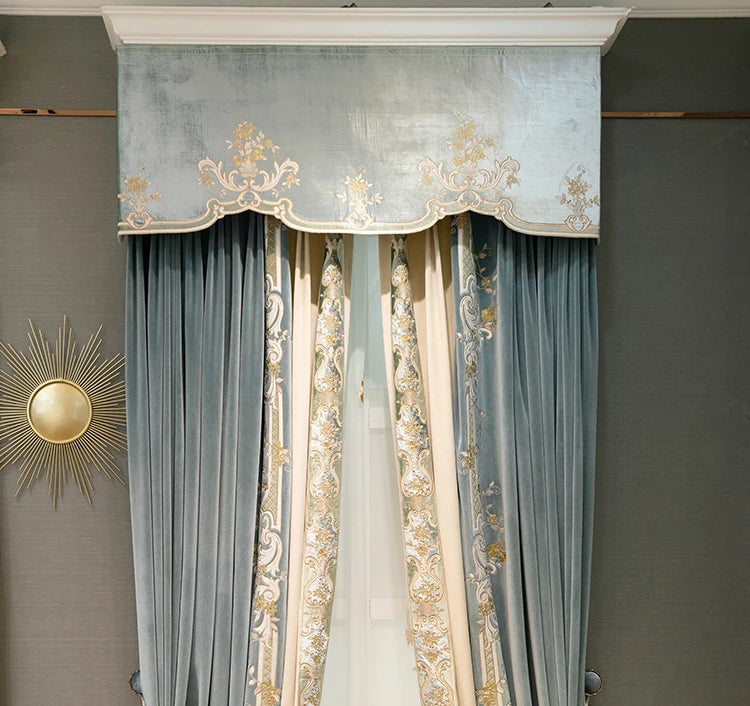 Embroidered Thickened Lace Curtain