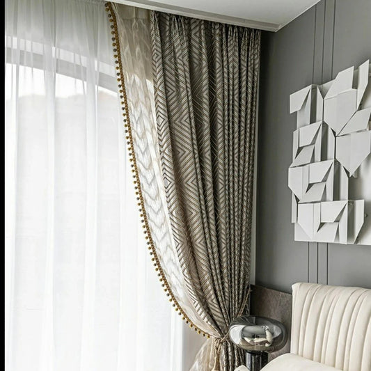 Gray Diamond Jacquard Blackout Curtain