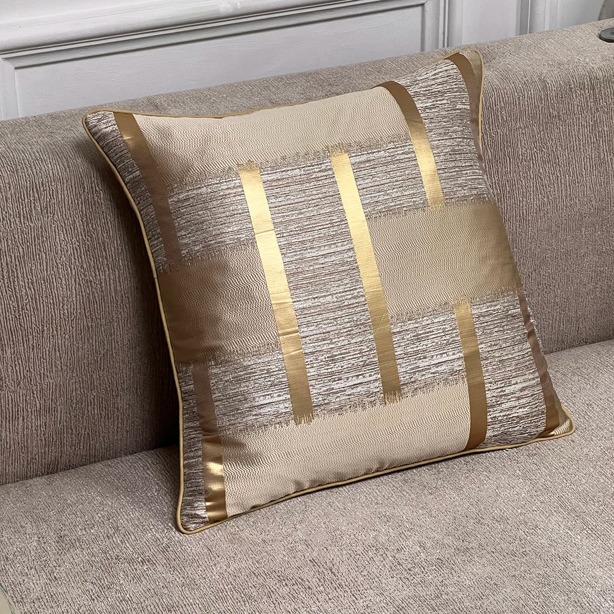 Shiny Gold Stripe Decoration Pillowcase