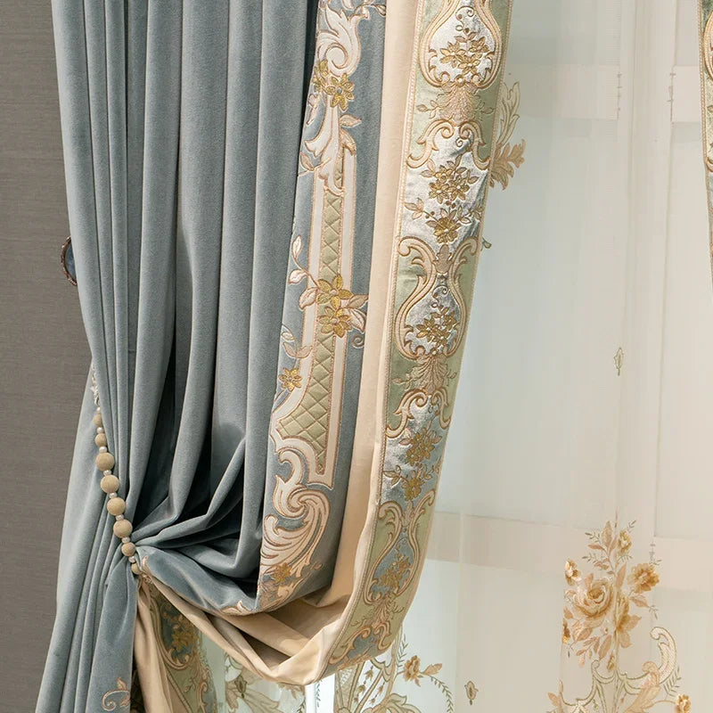 Embroidered Thickened Lace Curtain