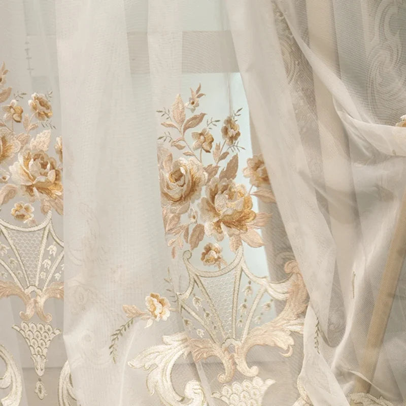 Embroidered Thickened Lace Curtain