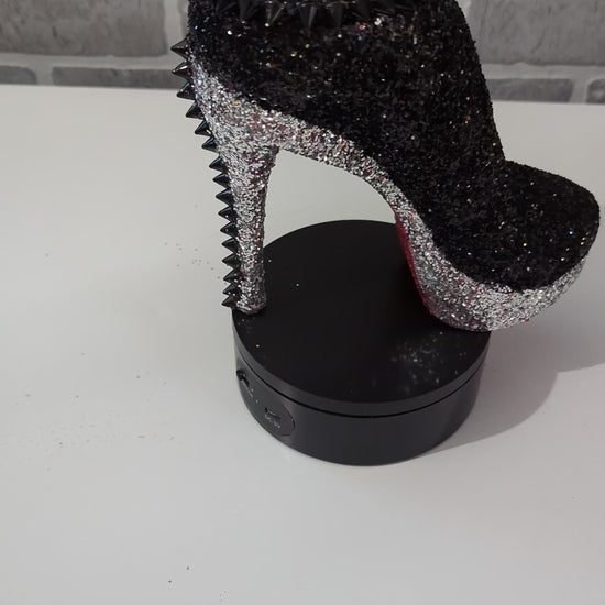 Silver Black Stiletto Heel Tumbler Cup