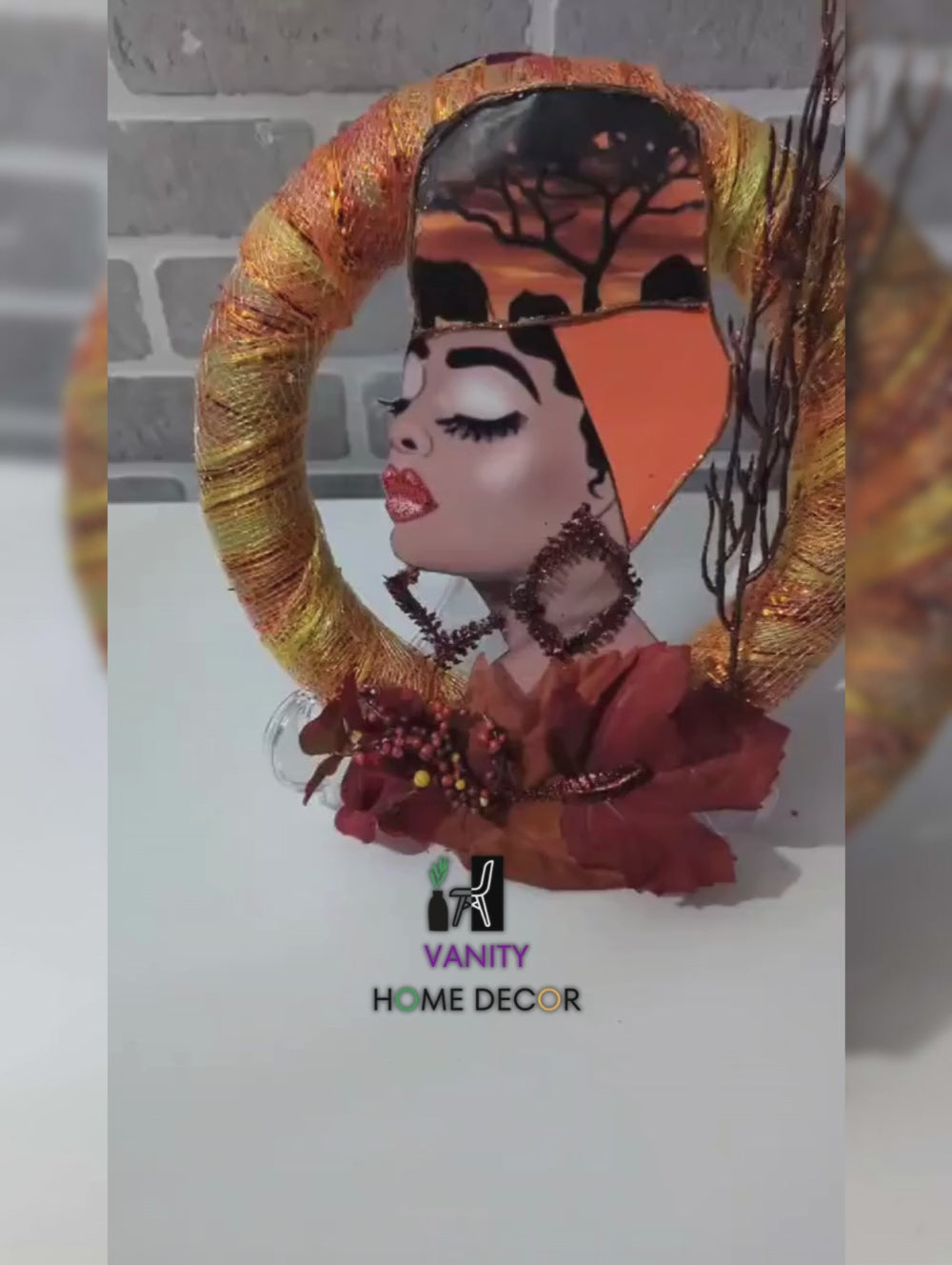 Handmade Orange Lady Wreath